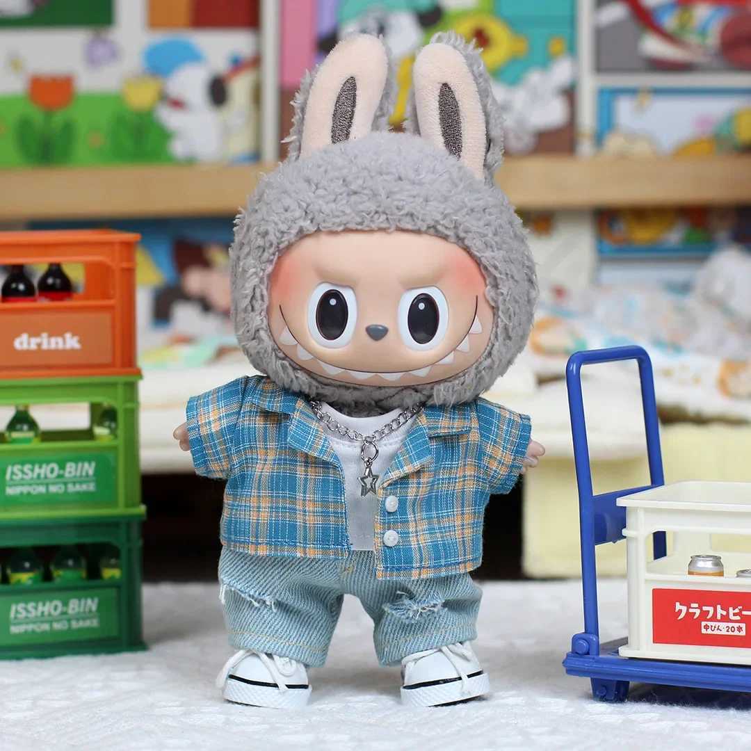 Labubu Streetwear Denim Set - Durable 15/17cm Doll Set with Enhanced Stitching and Hiccups Z250504