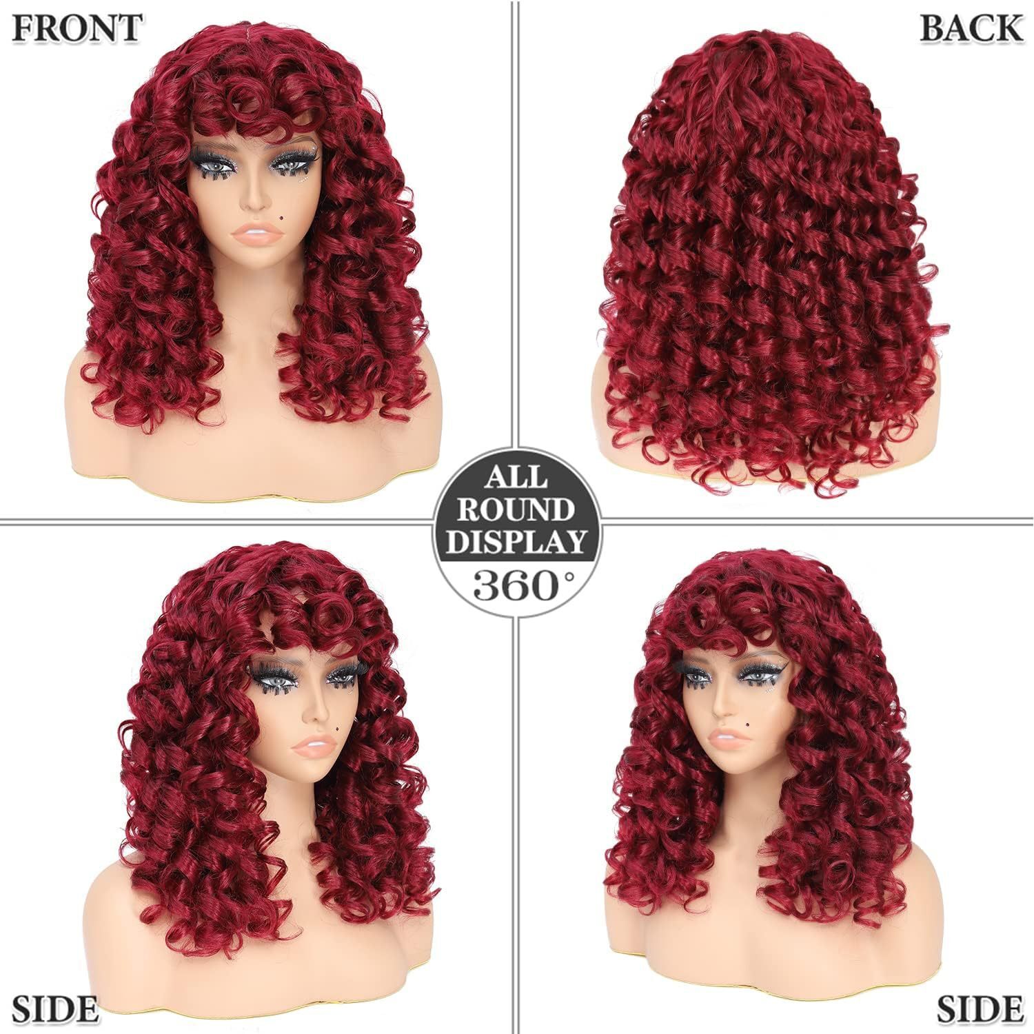 wig New womens fashionable synthetic fiber headband with black fringe short curly wigs