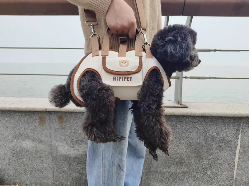 Fashion Dog Carrier Dog Sturdy Oxford Cloth Carrier for Small Dogs with Side Storage Pocket, Portable Messenger Bag, Collapsible Travel Puppy Carrier 