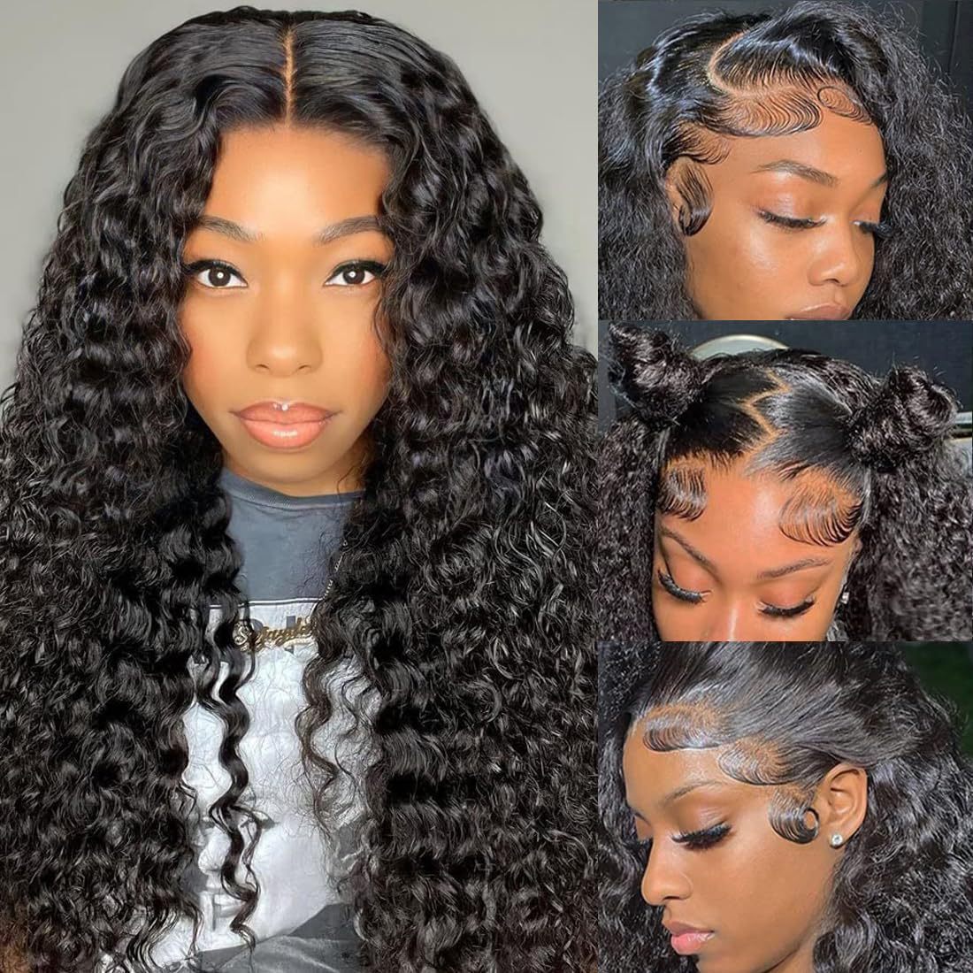 Hot Wig Selling Wig Womens Front Lace Synthetic Headset Black Medium Split Small Roll