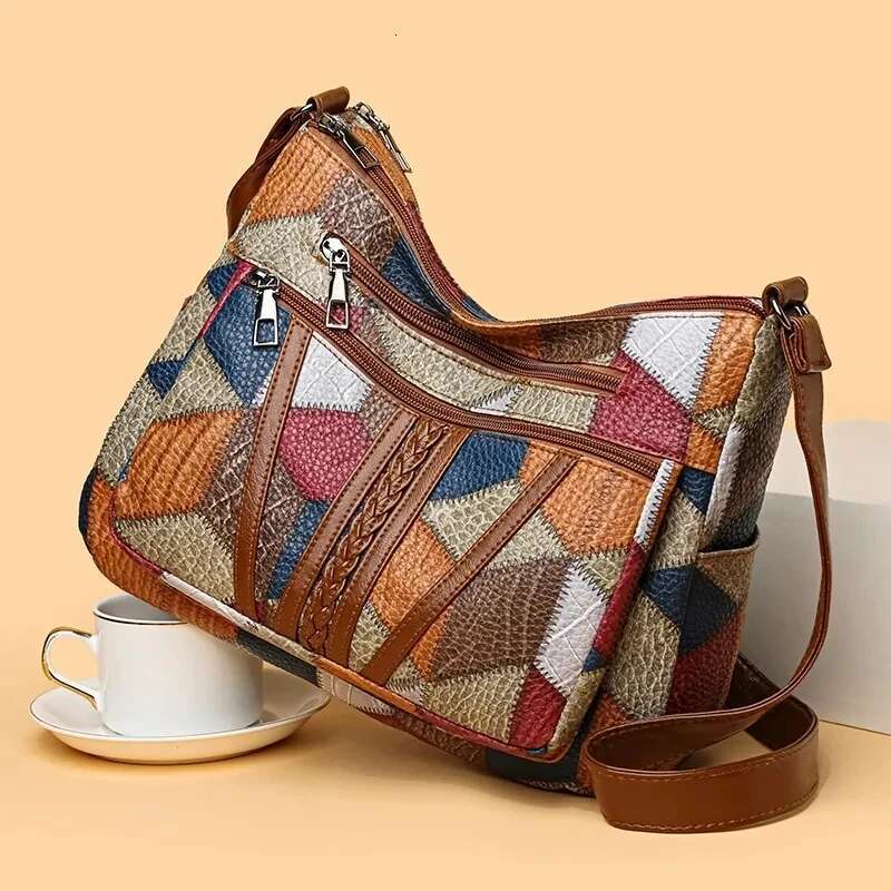 ddmy Vintage Women's Elegant Trendy HandBag Fashion Multi-pockets Shoulder All-match Retro Crossbody Bag for Daily