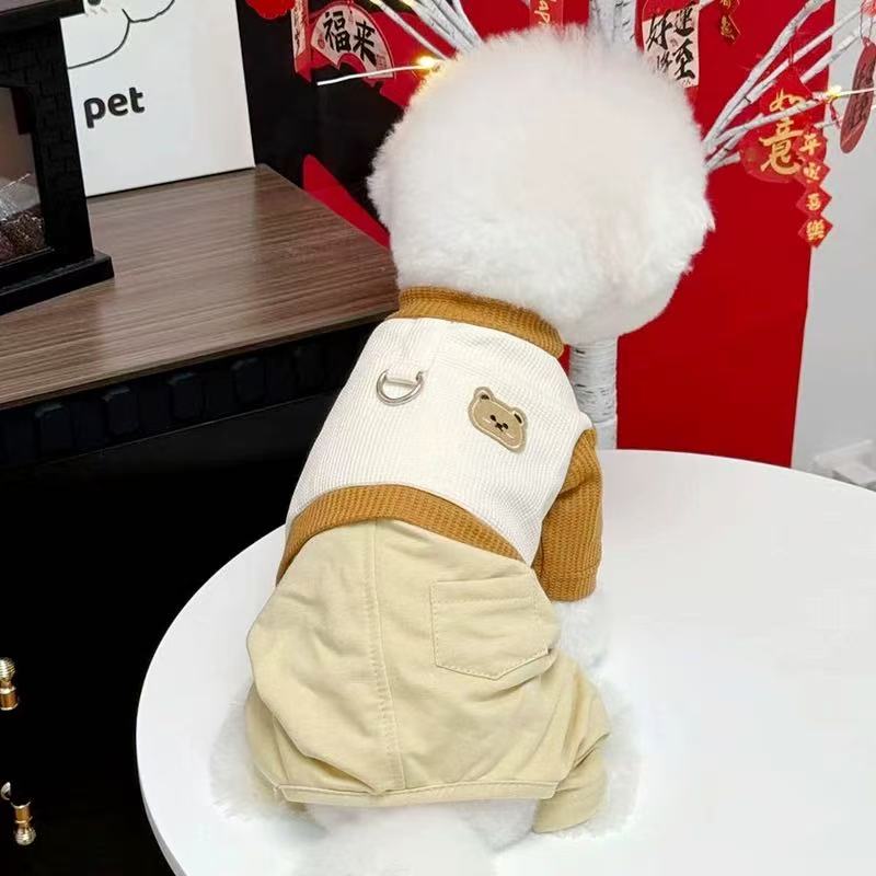 T00137 Dog clothes spring and summer Japanese workwear vest pet traction schnauzer bichon shiba inu trendy work jacket