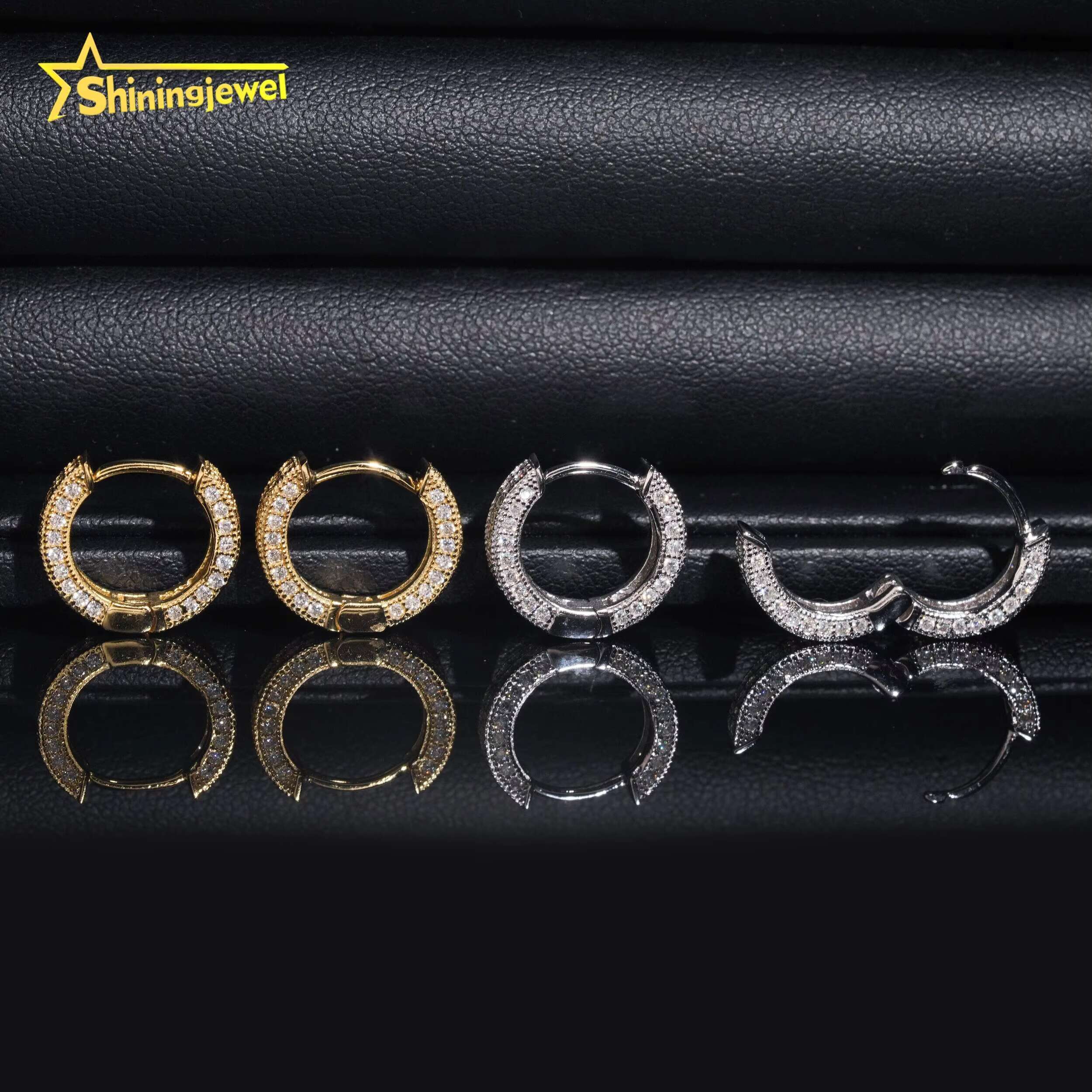 Luxury Jewelry Pass Diamond Tester Stocks 925 Sterling Silver Gold Plated Iced Out VVS Custom Diamond Moissanite Stud Earrings