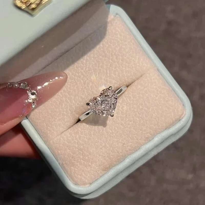 Valuable Heart Lab Diamond Ring 100% Real 925 Sterling Silver Engagement Wedding Band Rings for Women Bridal Promise Jewelry