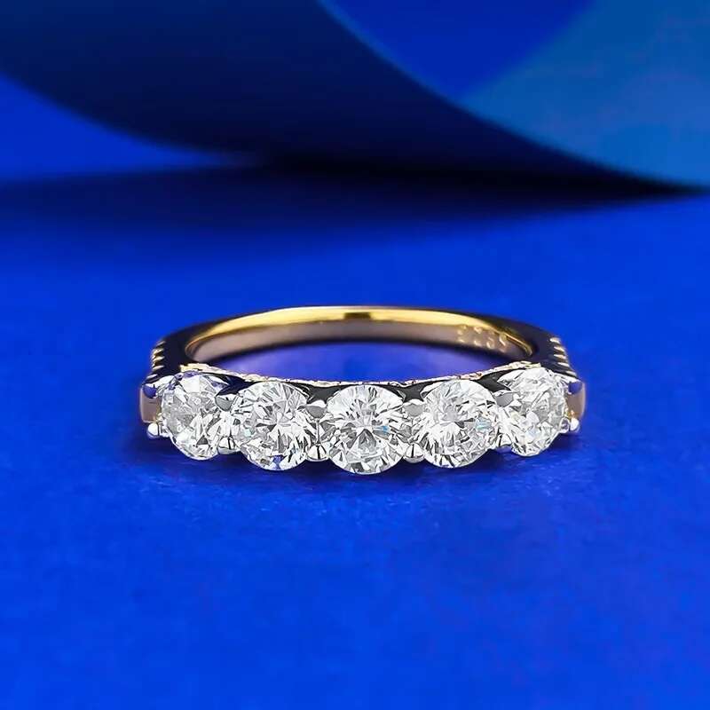 Eternity Lab Moissanite Diamond Ring 100% Real 925 Sterling Silver Engagement Wedding Band Rings for Women Promise Jewelry Gift