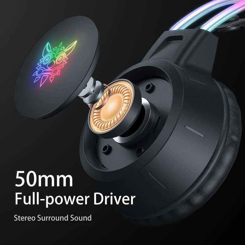 ONIKUMA RGB Headphones with HD Flexible Mic 3.5mm Gaming Headsets For PC Xbox PS4 PS5 Switch Computer Games