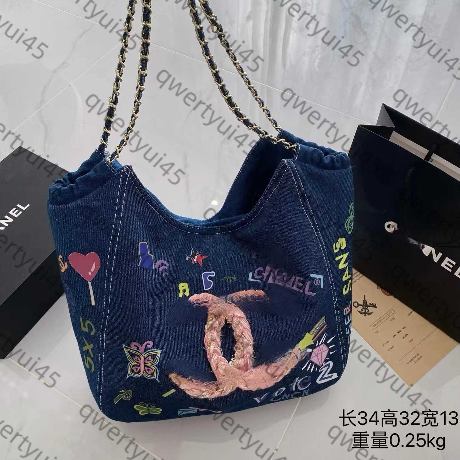 Canvas Bag Niche 2023 Womens Bag Beauty Graffiti Denim Tote Bag Wandering Bag H250505