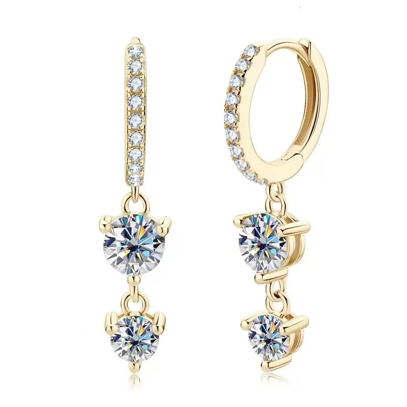 100% 925 Sterling Silver 0.5ct Heart Shaped Moissanite Dangle Hoop Earrings for Women Wedding Party Birthday Lovely Gift Jewelry