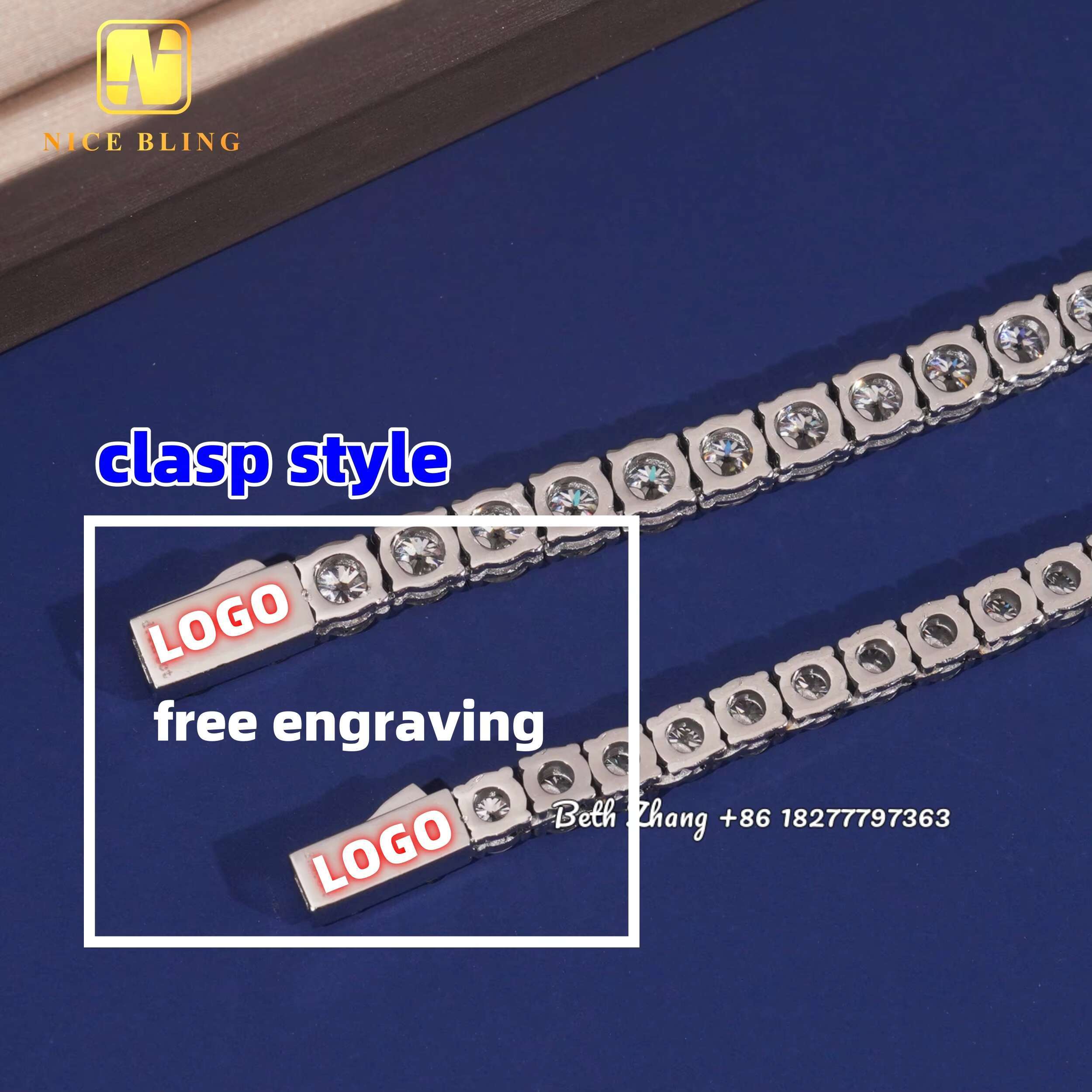 4MM 5MM Durable 316L Stainless Steel Moissanite DIamond Tennis Chain Necklaces Bracelets Waterproof Hip Hop Chains for Men Women