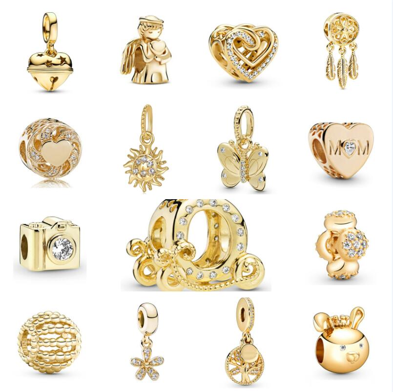 Designer Charms Bead Dangle Gold Plated Pendant Love Tree Bell Diamond Fashion Jewelry Findings Components For Women Girl DIY Bracelets Necklaces Accessories