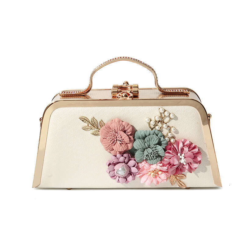 Dinner Bag New High End Handheld Square Flower Banquet Women S Texture Versatile One Shoulder Crossbody Chain Small Bag KQ