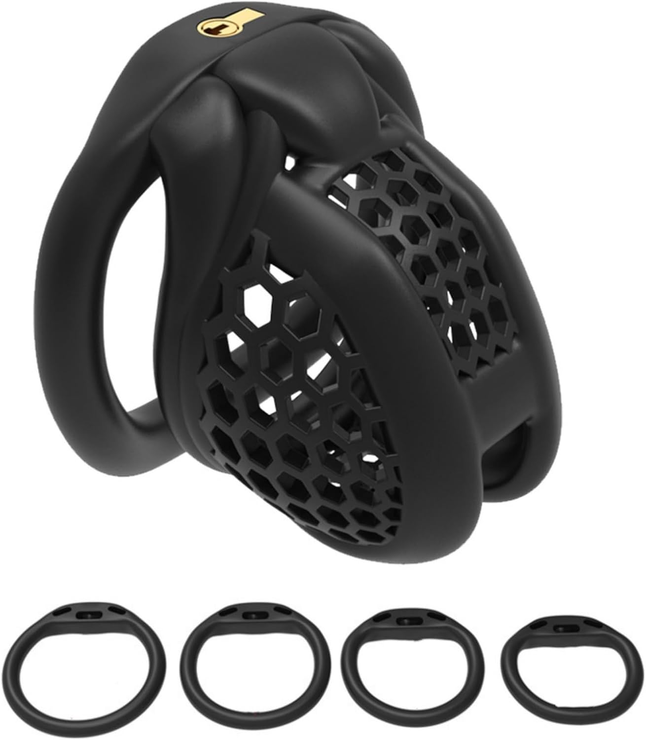 chastity cage Men's Honeycomb Built-in Small Locking Security cage, Ventilated and Breathable, with Four Fixed Flat Rings sex toys for mens sex dolls for men KAIXUAN