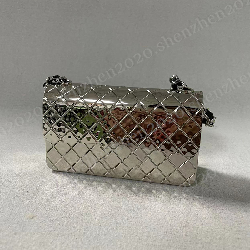 Fashion 18cm/12cm Gold Metal Hollowed Out Chain Bags Women's Shoulder Bag