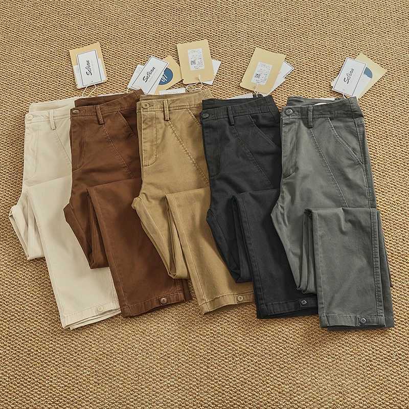 Mens slim fit elastic tapered pants - elastic business casual cleaning and washing drag pants (spring and summer trend Chino) W250505
