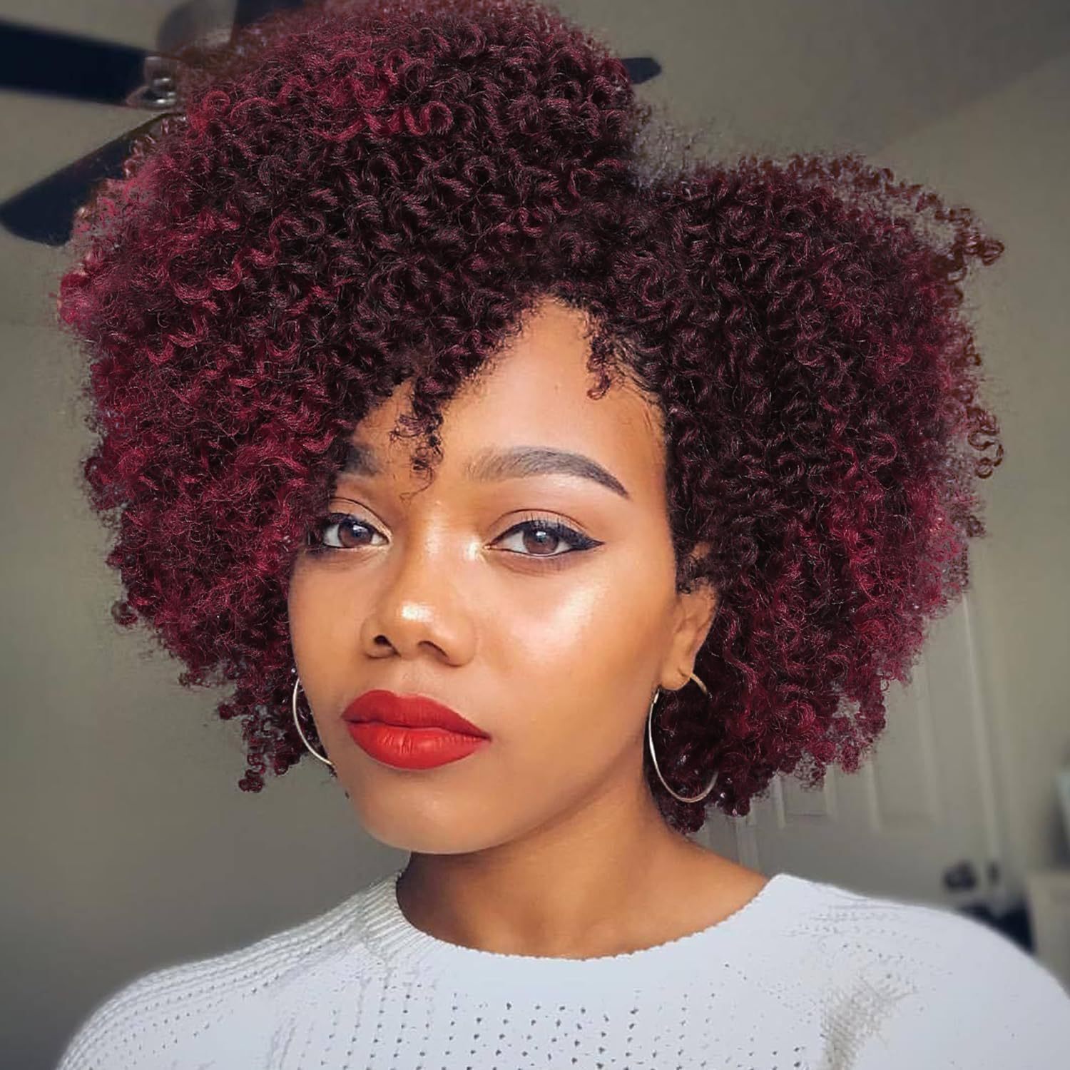 Womens Wig Black Partial Split Short Curly Hair Small Curly Wigs Kinky Curly Wigs
