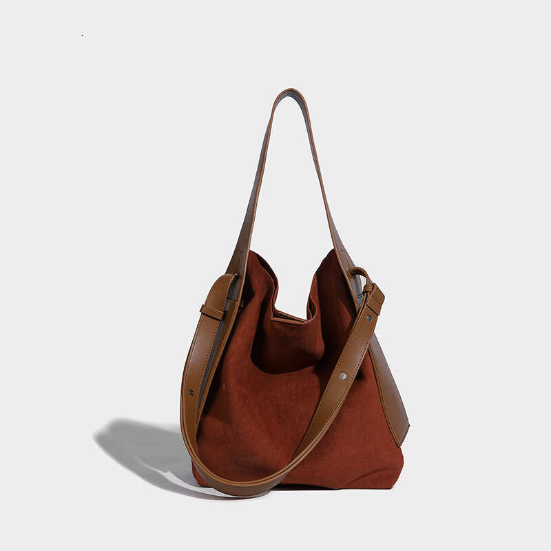 Large suede Leather Hanging Ear Supportive Single Shoulder Slanting Bag Tote Designer Style Casual Commuting