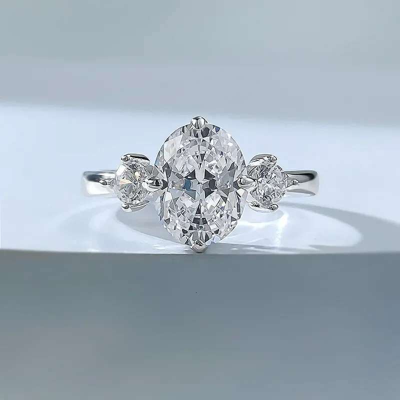 Charm Lab Diamond Ring 100% Real 925 Sterling Silver Engagement Wedding Band Rings for Women Bridal Promise Jewelry Gift