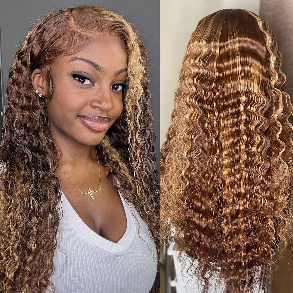 wig New womens fashionable synthetic headband brown mixed color long curly hair hand wrapped small curly hair