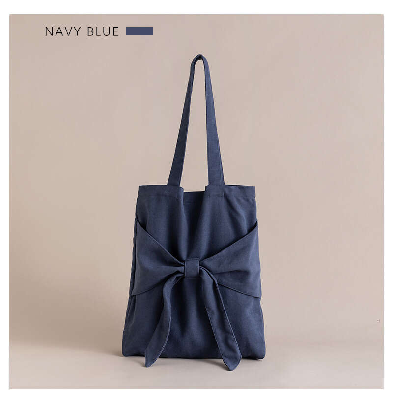 Bowtie Tote Artistic Single Shoulder Women's Student Canvas Bag, Niche Design, Large Capacity Handbag