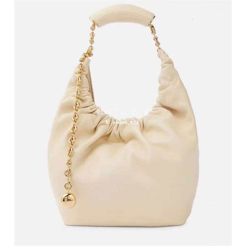 Celebrity style Squeeze garbage bucket pleated soft cowhide armpit tote chain leather bag, trendy