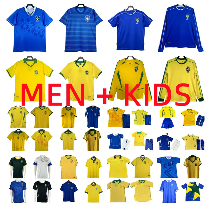 man kids kit 1994 1998 2002 2004 Brasil soccer jerseys retro shirts Carlos Romario Ronaldo Ronaldinho camisa de futebol BraziLS RIVALDO ADRIANO