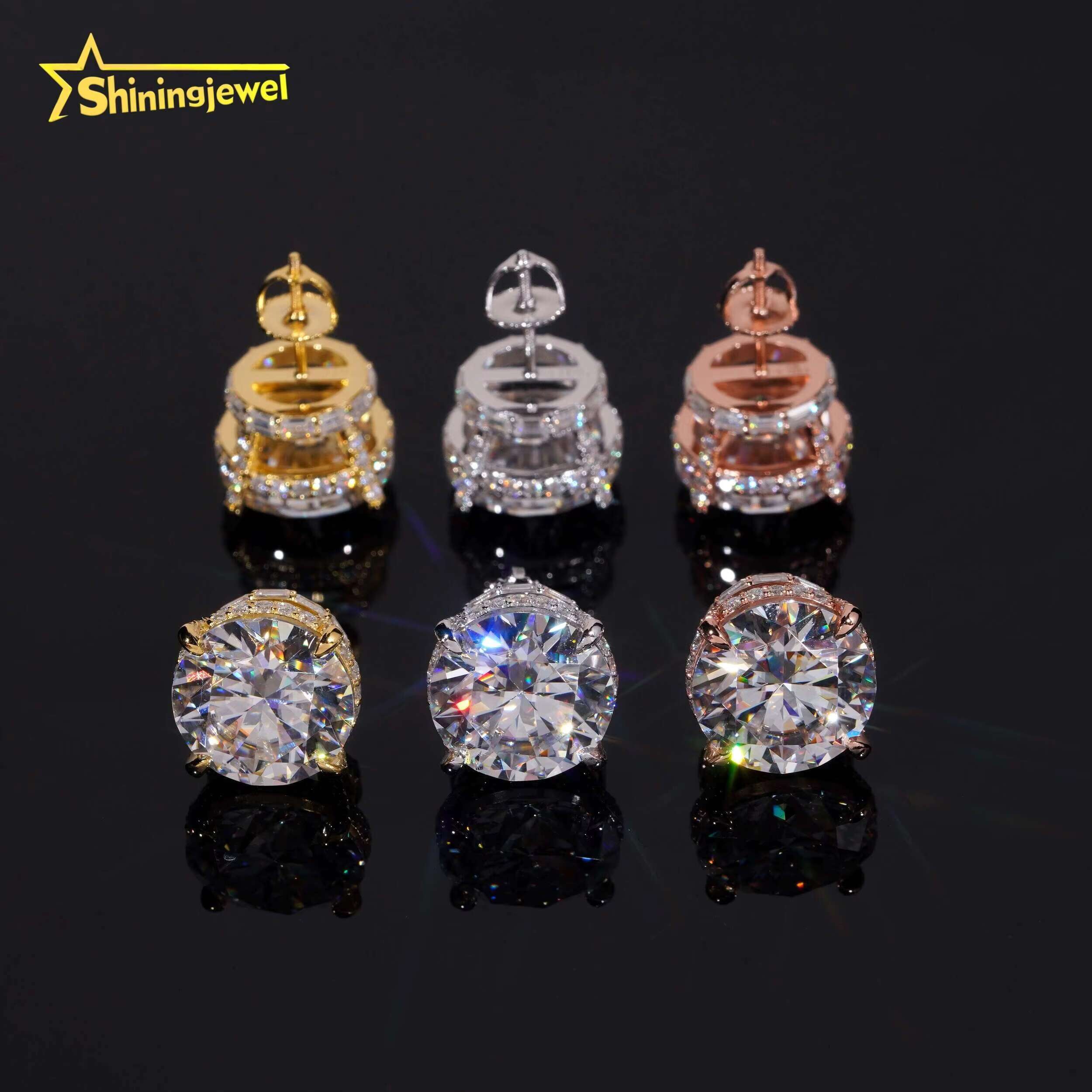 High Quality Luxury Big Size 13mm Diamond Iced Out GRA Certificate S925 Stud Mens Moissanite Hip Hop Earrings