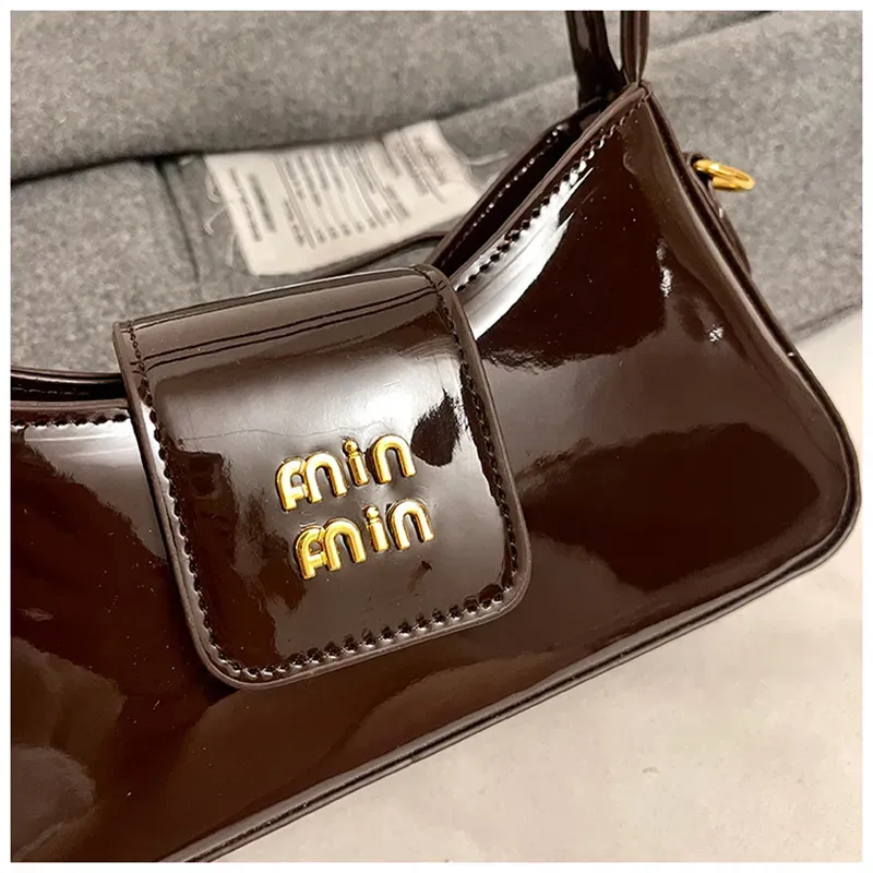 hot free shipping designer shoulder bags new casual handbag fashionable patent leather black Underarm bag for women