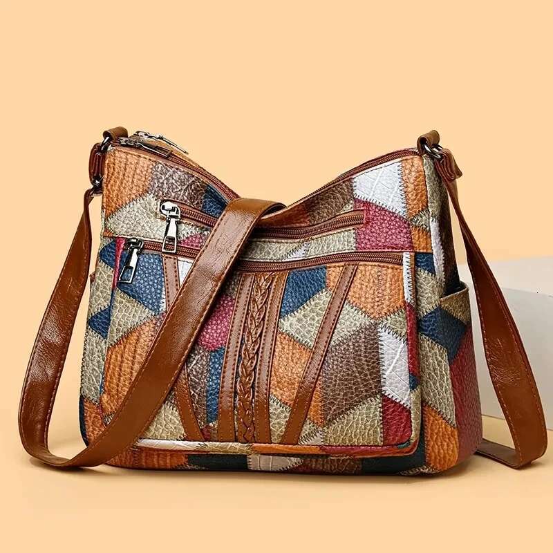 ddmy Vintage Women's Elegant Trendy HandBag Fashion Multi-pockets Shoulder All-match Retro Crossbody Bag for Daily