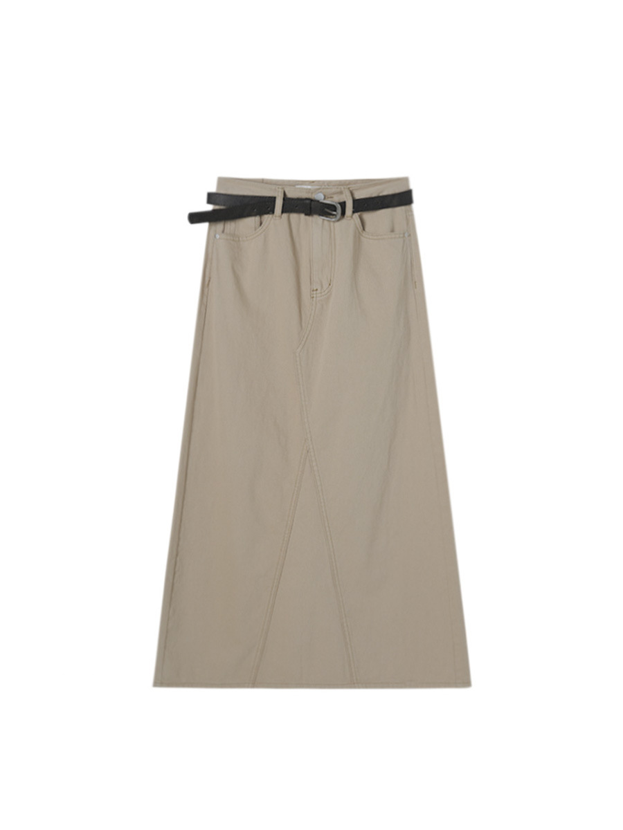 LL5145 Autumn new denim skirt for women Korean style distressed A-line mid-length skirt