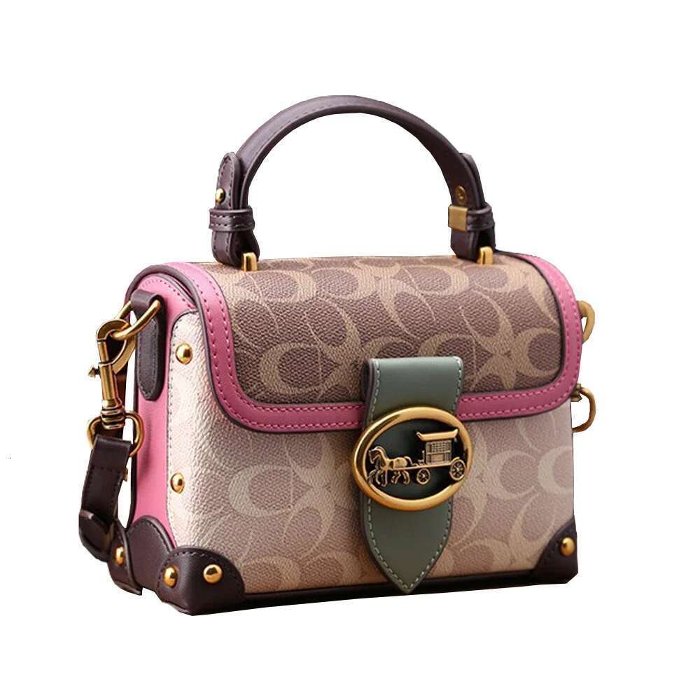 Trend Square for Women 2024 New Fashionable Rose Red Handheld Small Premium Single Shoulder Crossbody Bag