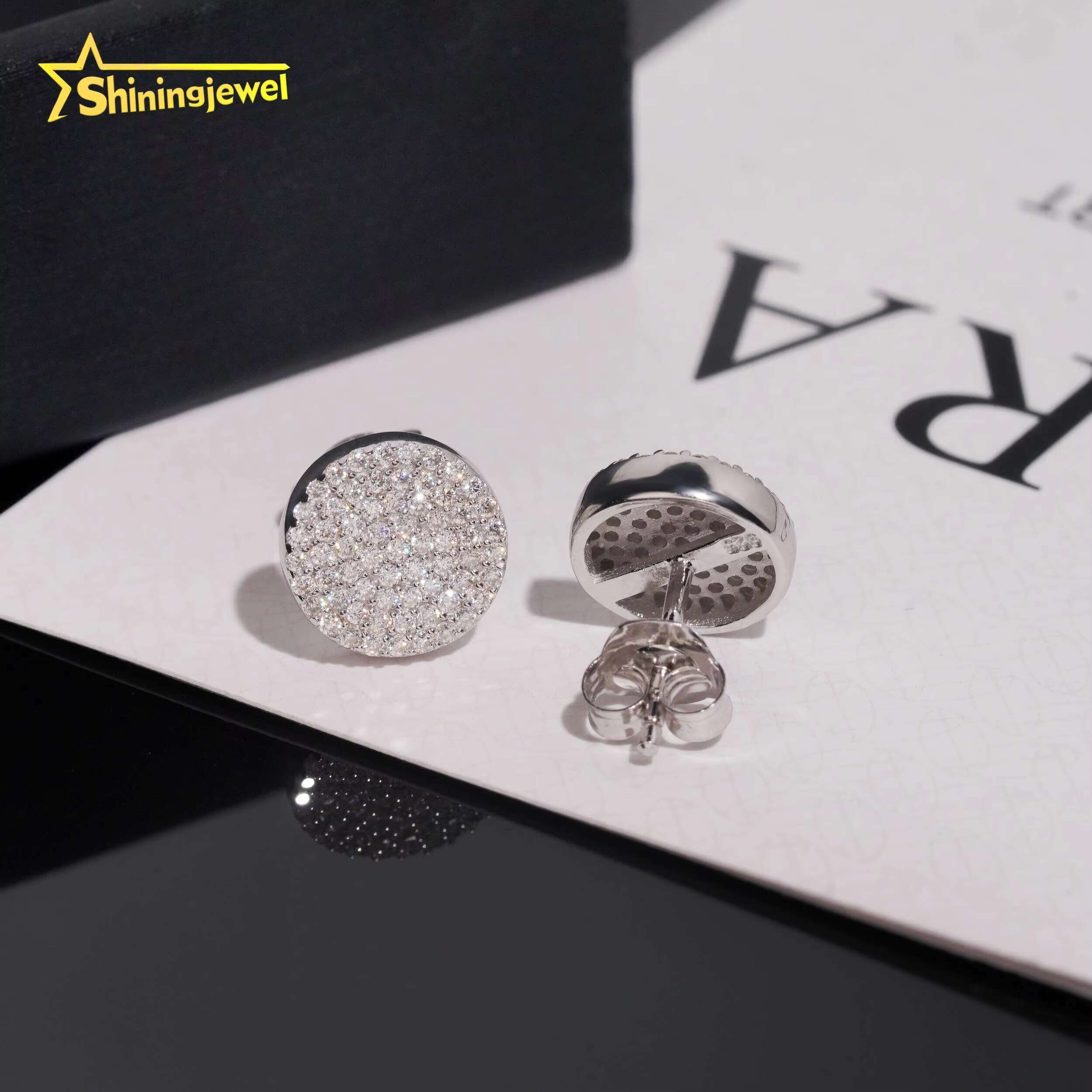 High Grade Fine Jewelry 925 Sterling Silver Iced Out Hip Hop Jewelry VVS Fashion Diamond Moissanite Stud Earrings