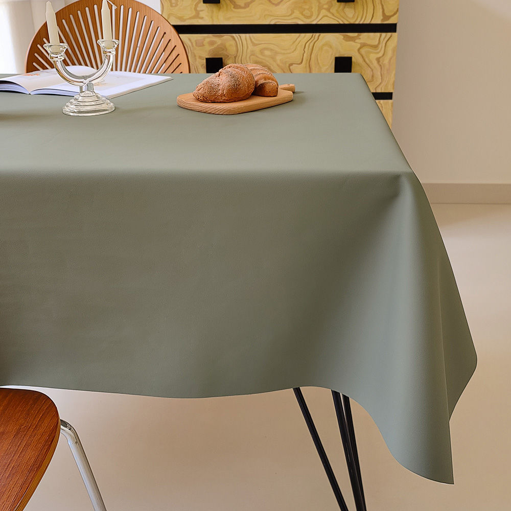 T0457 cream lambskin tablecloth oil-proof and waterproof advanced atmosphere sense wash-free solid color coffee table tablecloth anti-scalding rectang