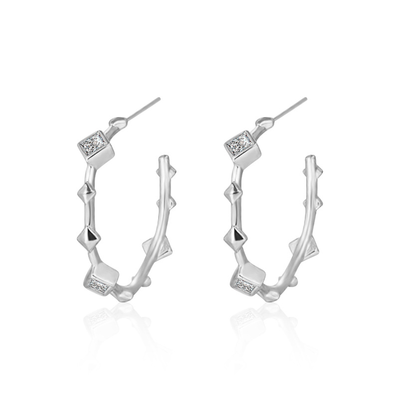 Elegant Bamboo Node Hoop Earrings with Moissanite - 925 Sterling Silver, 3EX Cut, Hypoallergenic, Perfect Gift