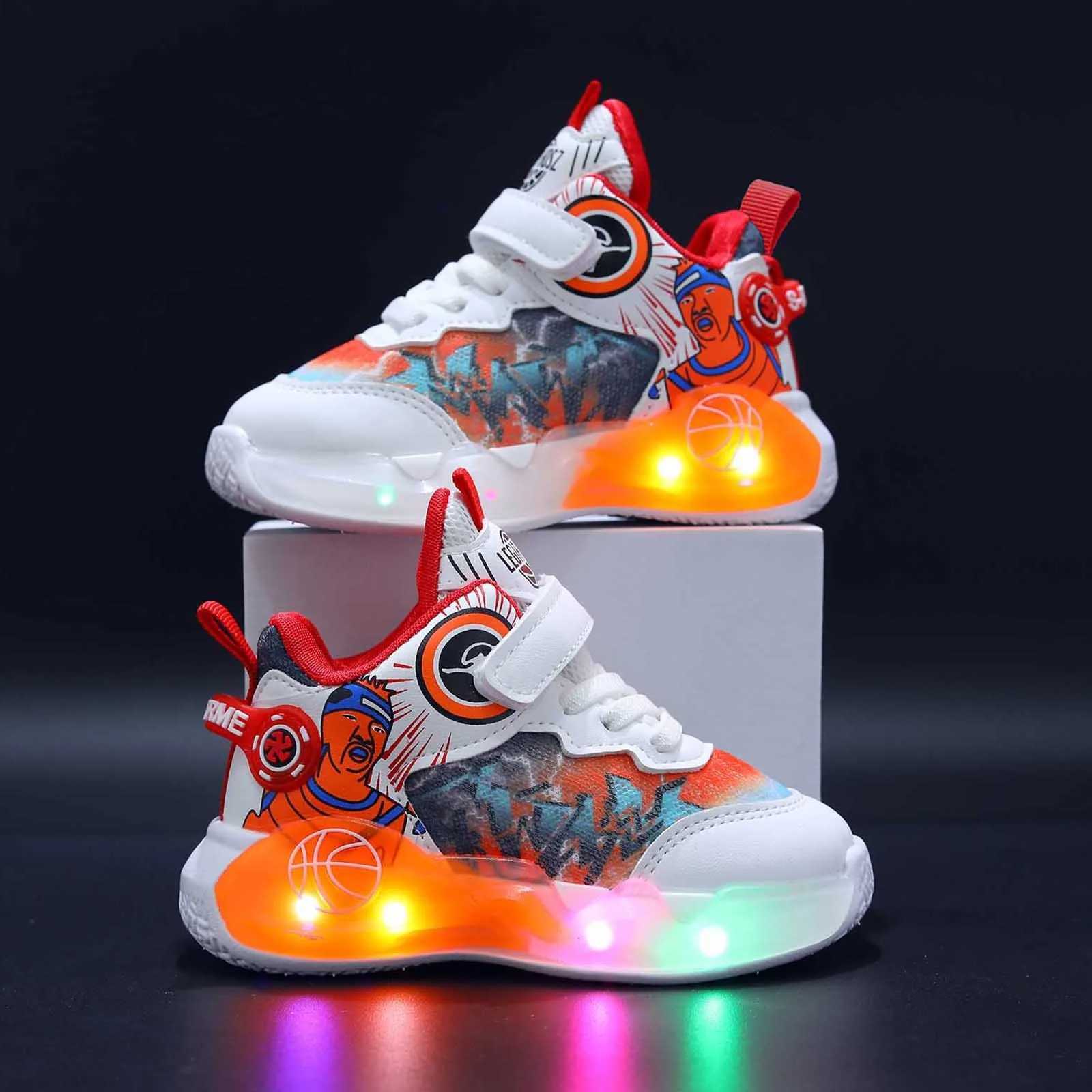 Luminous LED luminous suitable for childrens walking girls casual shoes mesh breathable shoes H260130