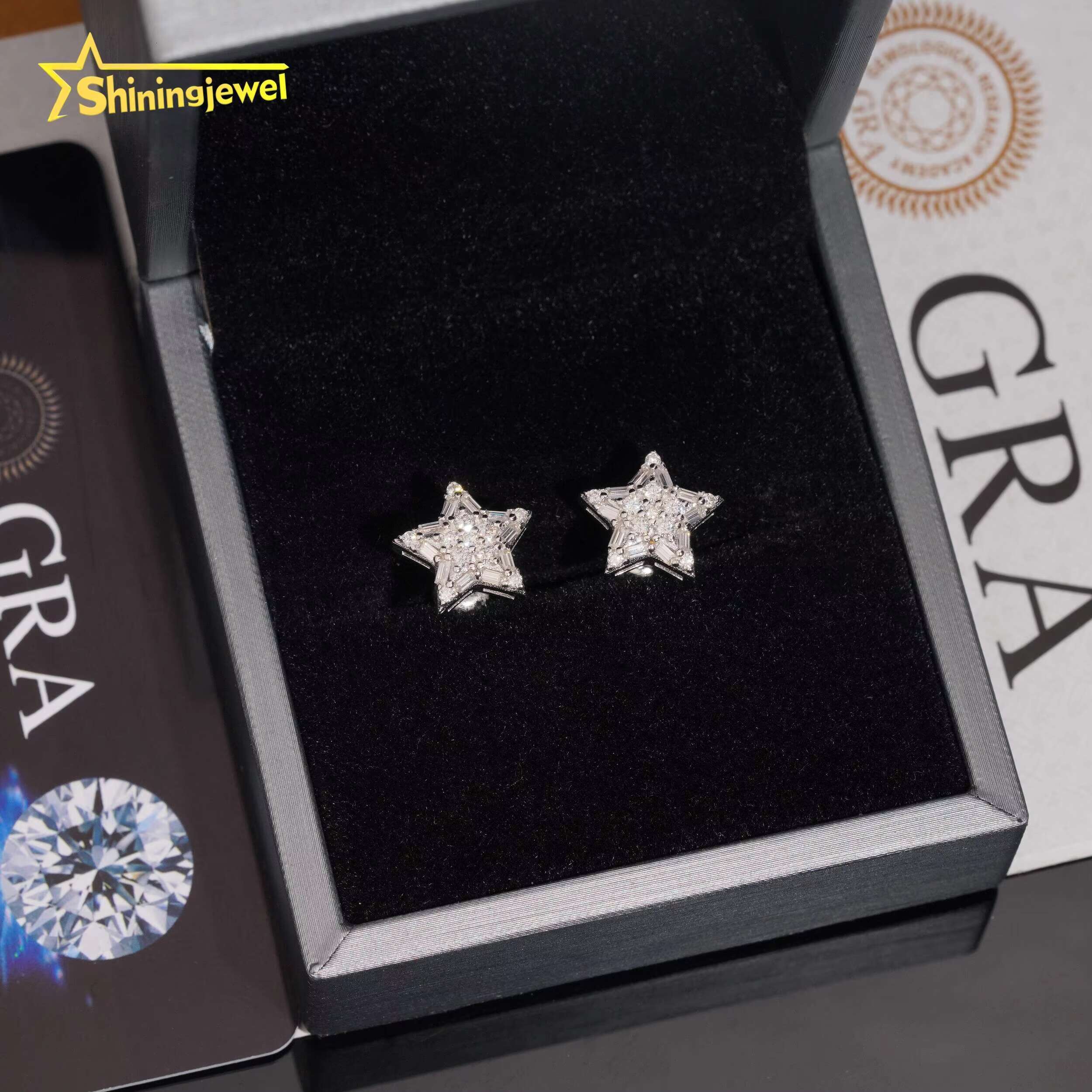 Fashion Pass Diamond Tester Stocks 925 Sterling Silver Iced Out Hip Hop Jewelry Custom VVS Diamond Moissanite Stud Earrings
