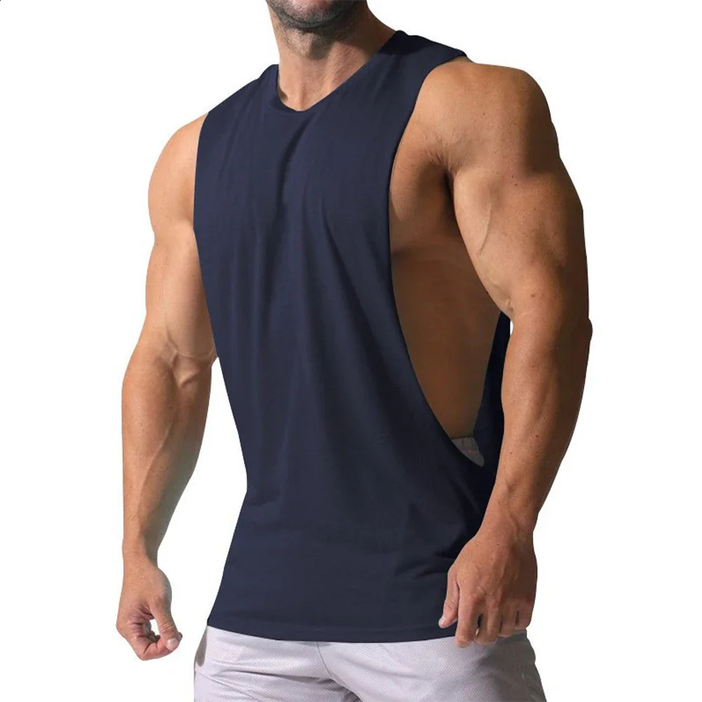 Mens Summer Fitness Tank Top Men Jogging Bodybuilding Sleeveless Shirt Breathable O-Neck Casual Male Vest Clothing 250428