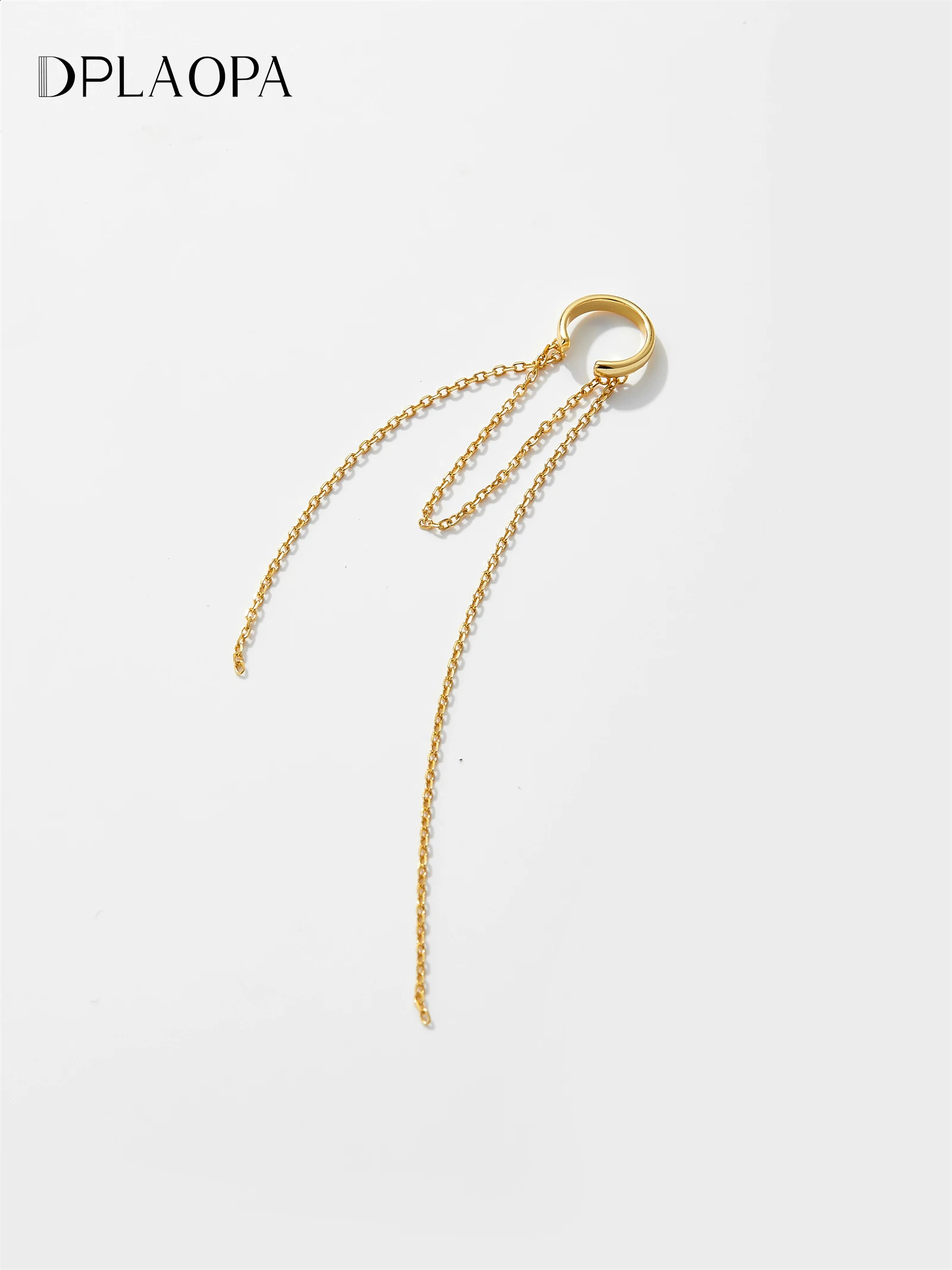 DPLAOPA 925 sterling silver long single chain earrings with perforated cuffs and womens trend exquisite jewelry gift 250428