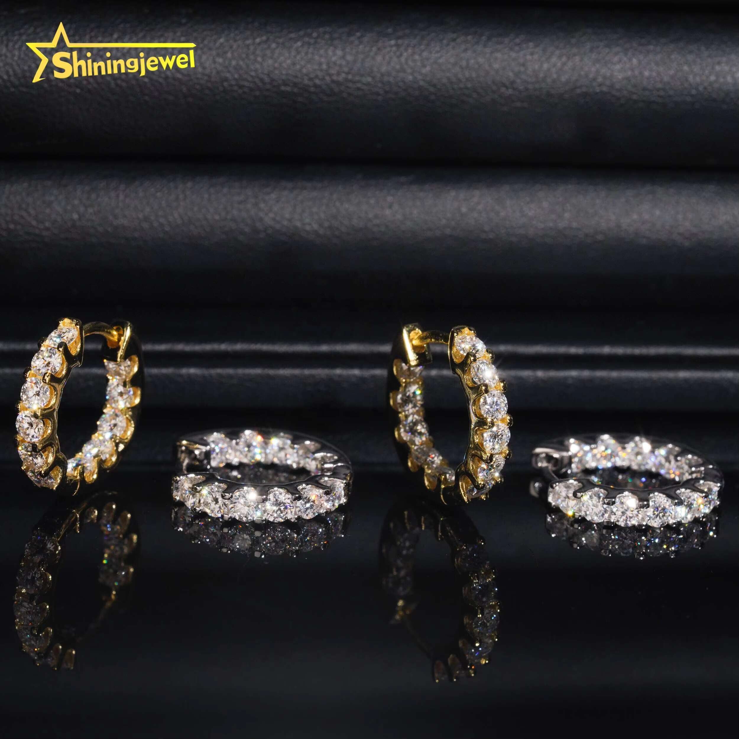 Pass Diamond Tester 925 Sterling Silver Hip Hop High Quality VVS D Color Moissanite Hoop Earrings