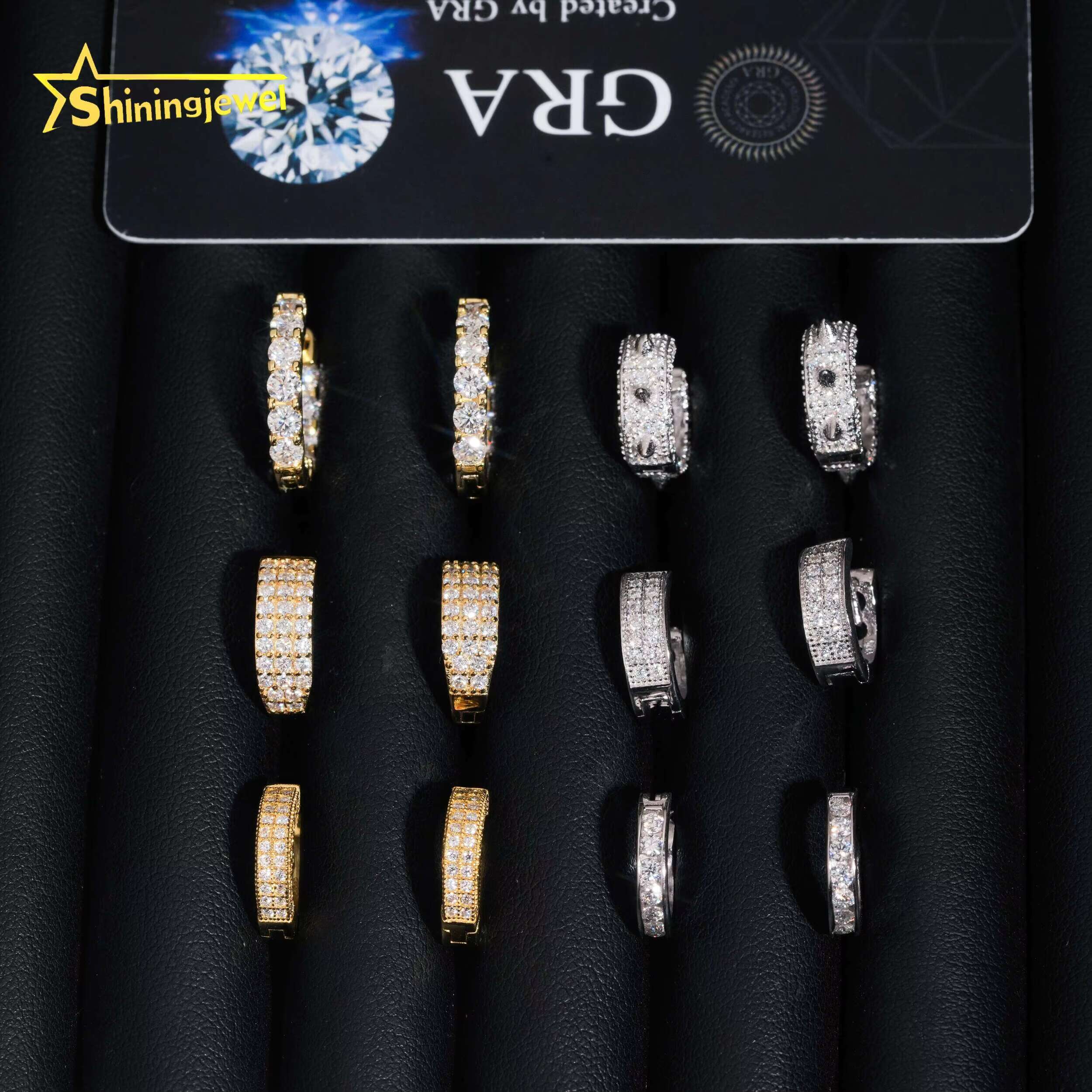 Hip Hop Jewelry Men Women Earrings Moissanite Pass Diamond Tester Custom Hoop Moissanite Earrings 925 Sterling Silver