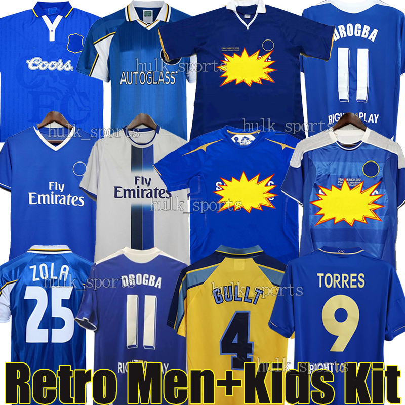 CFC Drogba 2011 Torres Retro Soccer Jerseys Lampard 12 13 Final 96 97 99 82 85 87 89 90 Football Shirt vintage Classic 03 05 06 16 COLE ZOLA Vialli 07 08 Long sleeves men kids