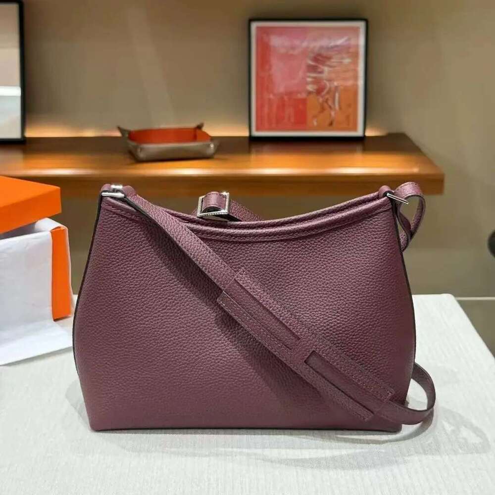 Brand Design Fashion Lychee Pattern Genuine Leather Bucket Bag High Quality Cowhide Shoulder Handbags For Women