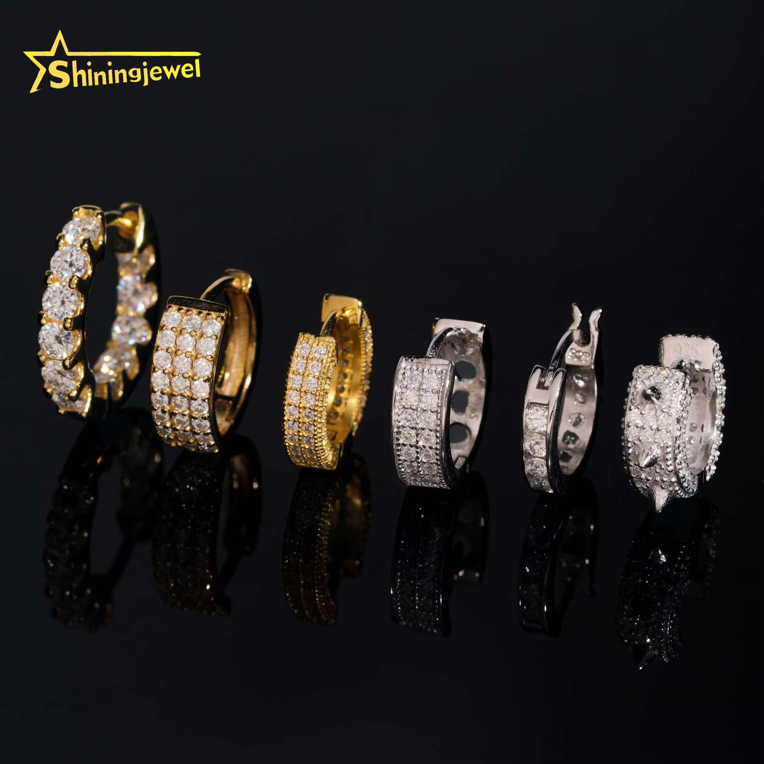 Hip Hop Jewelry Men Women Earrings Moissanite Pass Diamond Tester Custom Hoop Moissanite Earrings 925 Sterling Silver