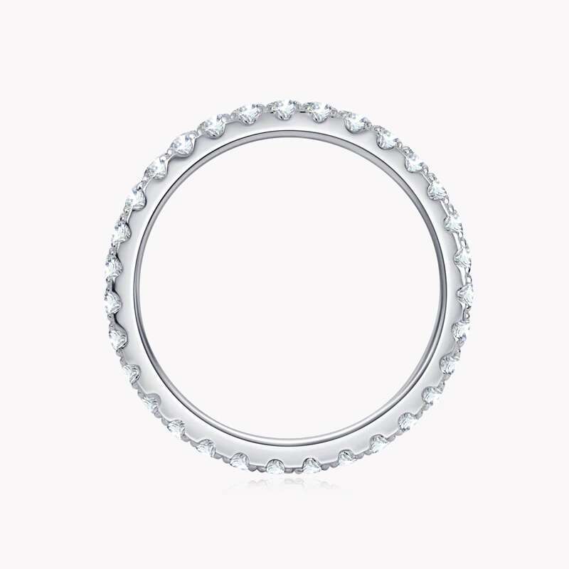 Anziw Classic Stackable Rings 925 Sterling Silver 2mm D Moissanite Eternity Band Wedding Engagement Ring for Women Fine Jewelry