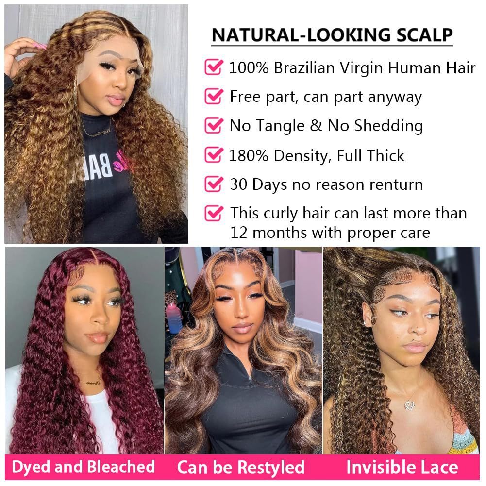 wig New womens fashionable synthetic headband brown mixed color long curly hair hand wrapped small curly hair
