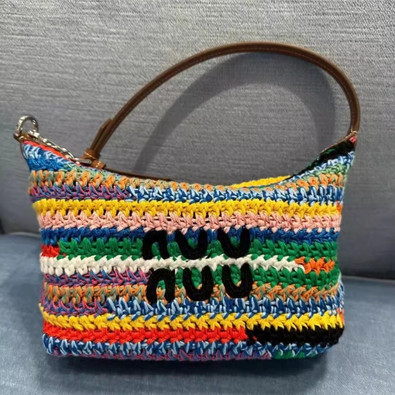 Designer Rainbow Tote Bag Crochet Tote Bag Crossbody Weave Hobo Beach Bag Summer School Handbag Shoulder Beach Travel Handbags
