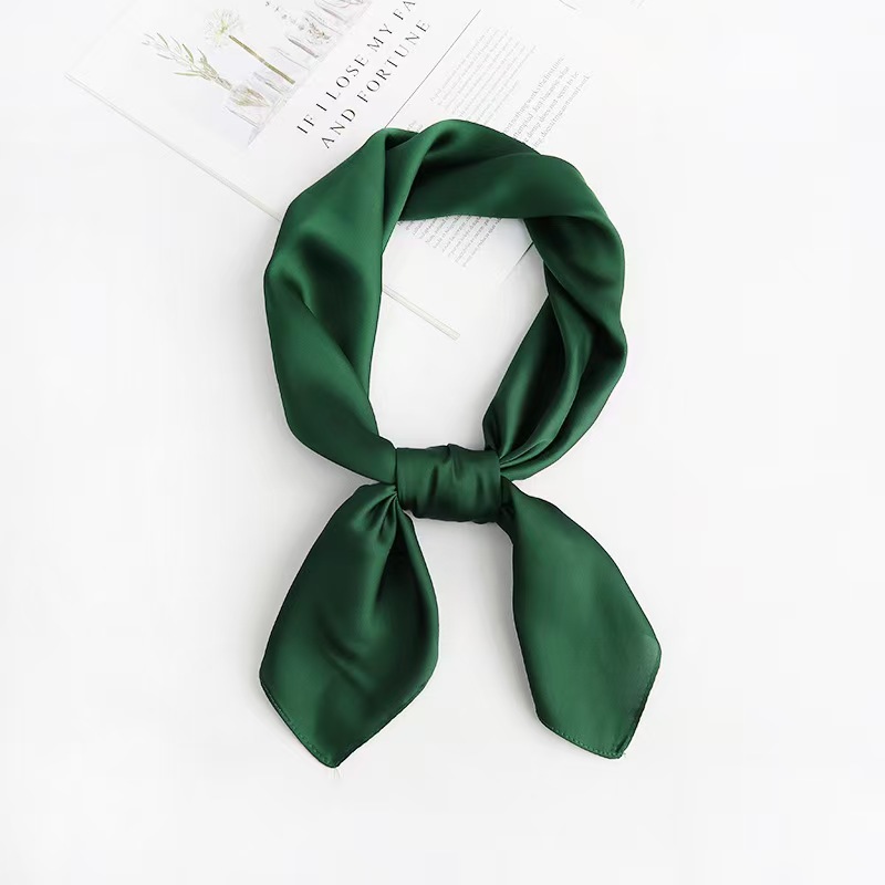 K729 Solid color imitation silk satin chiffon 70 square scarf for women, simple hairband with shirt decoration, professional scarf