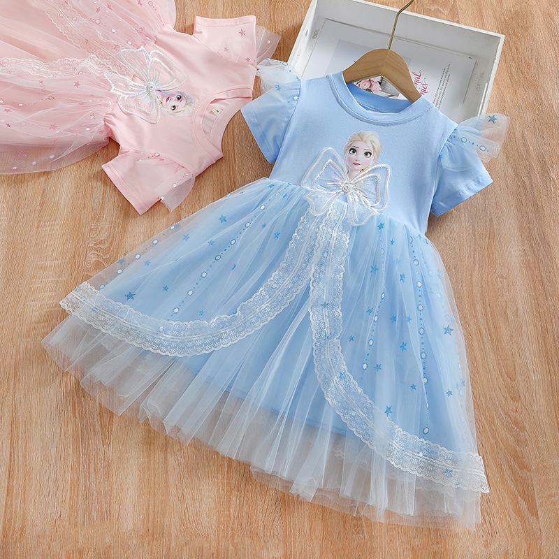 DISNEY Elsa princess dress toddler designer clothes Girls' dress summer outfit baby girl children's summer dress