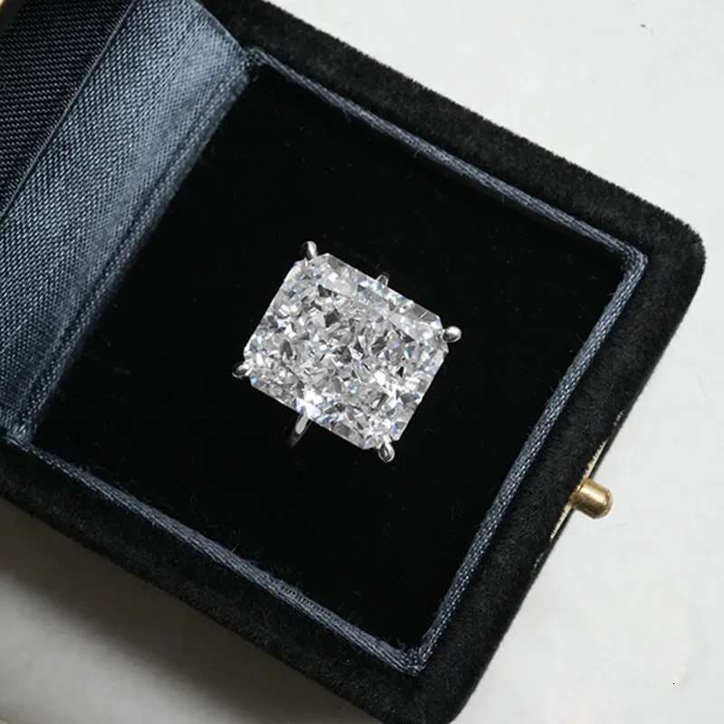 Radiant Cut 8ct Lab Diamond Ring 100% Real 925 Sterling Silver Engagement Wedding Band Rings for Women Promise Jewelry Gift