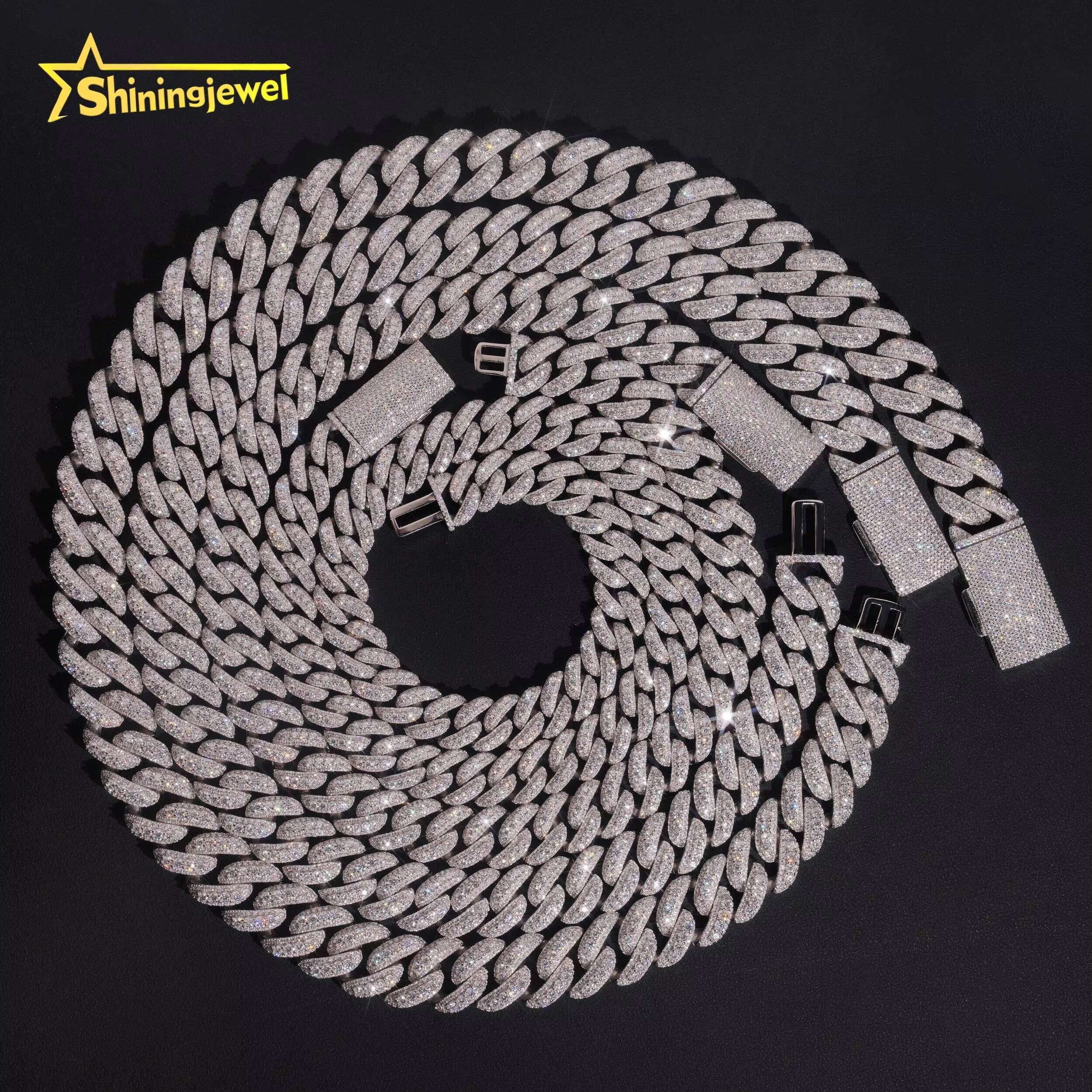 Bling Bling13mm 15mm 16mm 18mm Cuban Chain Hip Hop Style Moissanite Necklace Jewelry Rappers Favorite Chain 925 Sterling Silver
