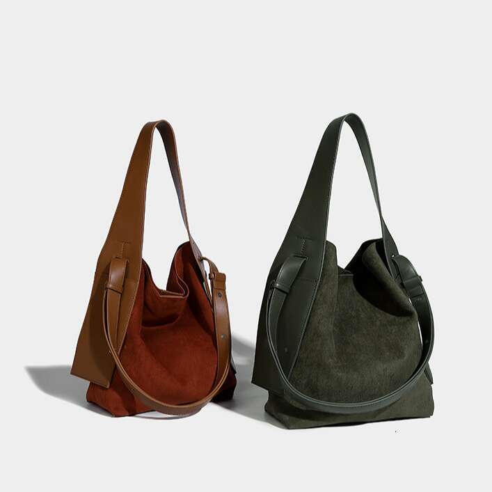 Large suede Leather Hanging Ear Supportive Single Shoulder Slanting Bag Tote Designer Style Casual Commuting